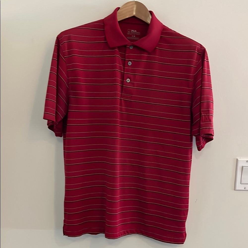 PGA Tour Red Polo Shirt Classic Knit Design
